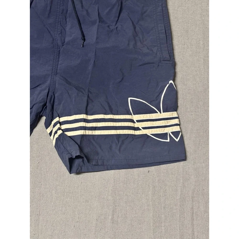 Adidas Mens L Athletic Shorts Navy Blue 100% Nylon